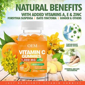 OEM 1000mg ויטמין C Gummies עבור מבוגרים וילדים, מולטי ויטמין עם אבץ & תמציות צמחים עבור תמיכה חיסונית & קולגן תמיכה - Product Image 5