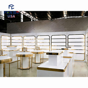 Estantes de Exhibición de Perfumes de Vidrio Personalizados de Alta Calidad, con LED Blanco y Dorado, Ecológicos, Decoración de Lujo para Tiendas de Cosméticos - Product Image 3