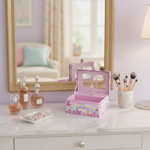 Boîte à musique à manivelle Yiyu, écologique, lavable, miroir rotatif pour bijoux, papier décoratif, mignonne, pour filles, décoration d'intérieur, cadeau, OEM personnalisé - Product Image 3