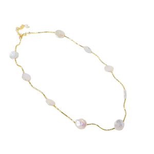 Peishang - Collar de Plata de Ley 925 con Colgante de Perla Blanca de Grado AAAAA Chapado en Oro para Mujer, Cadena de Eslabones, Hecho a Mano, Moderno - Product Image 1