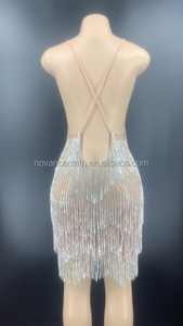 NOCANCE Venta caliente productos 2023 Sexy Deep V Bling Diamond Tassels Tallas grandes Vestidos de mujer Maternidad <span class=keywords><strong>Photoshot</strong></span> Vestidos - Product Image 5