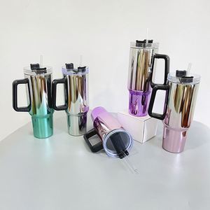 Vaso Térmico Mágico de 40oz con Revestimiento Espejo para Sublimación, con Asa y Tapa con Popote, para Café, Bebidas Frías, Ideal para Viajes en Camión o Auto - Product Image 4