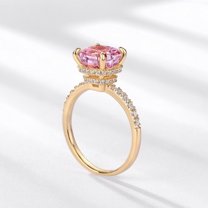 Joyería fina de compromiso de plata 925 de alta calidad, anillos de boda de diamantes rosas de alto carbono chapados en oro de <span class=keywords><strong>10K</strong></span> para mujer, fiesta romántica - Product Image 3