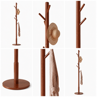 Porte-manteau et porte-chapeaux sur pied en bois massif, design vertical suspendu, rangement mobile, écoresponsable, en bois de hêtre, style minimaliste, avec miroir