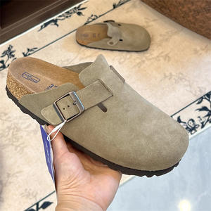 Sandales Birkenstockes authentiques, nouveau style, cuir, liège, semelle épaisse augmentant la taille, orteil décontracté, couple, pantoufles pour hommes et femmes - Product Image 1