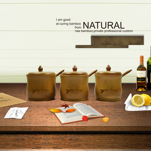 Bamboo <b>Spice</b> <b>Jars</b> With Lid 3 Pcs Set For Kitchen Freshness Preservation - Product Image 1