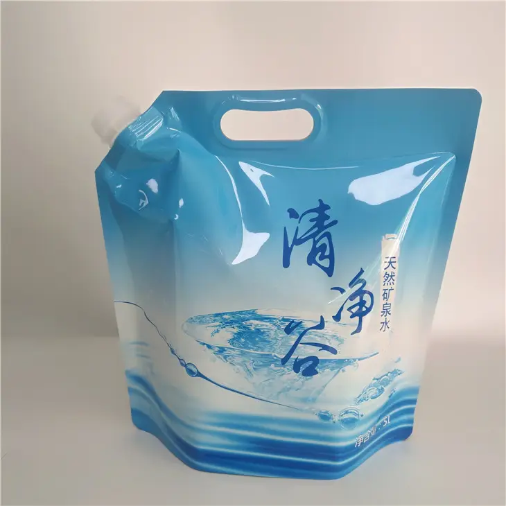 1L 5L Reusable Foldable Water Spout Plastic Bag doypack spout pouch with Handle