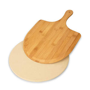 Pierre à Pizza de cuisson en <span class=keywords><strong>cordiérite</strong></span> en céramique réfractaire ou plaque en bois Pizza Peel Paddle Durable et Stone Pizza Cutter Set - Product Image 1