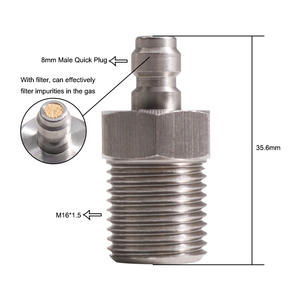 Rosca macho <span class=keywords><strong>M16</strong></span> Acero inoxidable <span class=keywords><strong>Paintball</strong></span> PCP Manguera <span class=keywords><strong>de</strong></span> carga Enchufe <span class=keywords><strong>de</strong></span> acoplamiento rápido extendido con boquilla <span class=keywords><strong>de</strong></span> pezón <span class=keywords><strong>de</strong></span> 8mm - Product Image 6