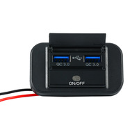 Chargeur de voiture à montage sur panneau avec double charge rapide PD QC3.0, contrôle par interrupteur, prise USB 5V, DC 12V 24V
