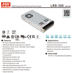 MEAN WELL LRS-350-12 348W <b>12V</b> 29A Ultra Slim 30mm AC-DC Enclosed Waterproof <b>Switching</b> Power Supply for LED Lighting AC90-264Vac - Product Image 2