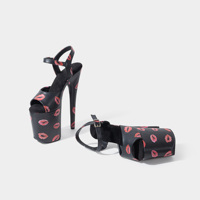 Chaussures de pole dance personnalisées avec logo, 20 cm, motif lèvres, talons en PU, plateforme haute, pour danseuses exotiques, performance scénique, OEM