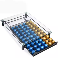 Stockage de capsules de café cristal verre trempé avec support en métal dosettes de café étagère organisateur café capsule Rack