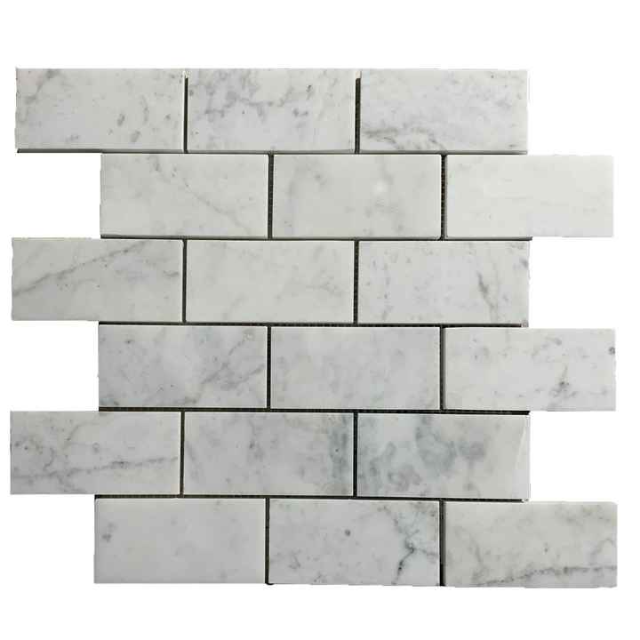Carrara White Marble Mosaic - Interlocking Brick Wall Tile