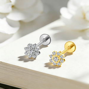 ASTM-F136 G23 Titan Zirkon Kristall Ohrstecker Vergoldet Innengewinde Labret Ring Lippen-Nasen-Piercing Modische Körper-Geschenke - Product Image 5