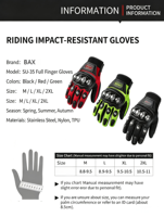 Gants de moto tout-terrain, de course sur route et de motocross, avec protection rigide des phalanges, en microfibre résistante aux chocs, antidérapants, à doigts entiers