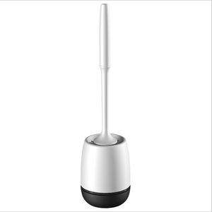 Brosse de toilette moderne en silicone TPR gris foncé et noir, design créatif, logo personnalisé, nettoyage efficace, avec support inclus - Product Image 1