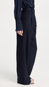 Oem produttore personalizzato Casual a vita alta con cerniera a mosca tasche laterali a righe a gamba larga <span class=keywords><strong>pantaloni</strong></span> da <span class=keywords><strong>donna</strong></span> <span class=keywords><strong>Beige</strong></span> <span class=keywords><strong>pantaloni</strong></span> - Product Image 3