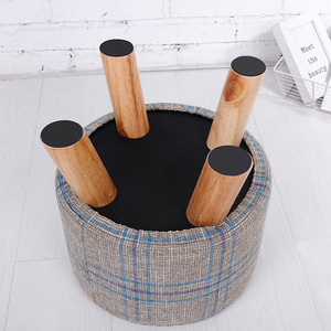 Creative <b>Round</b> Fabric <b>Stool</b> With Solid Wood Legs Removable Cover For Home Child Use 30x30cm Scandinavian Style Modern Design - Product Image 4