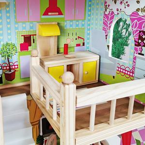 <span class=keywords><strong>Maison</strong></span> de ville en bois massif durable à bon prix pour poupées avec meubles pour filles - Product Image 6