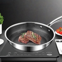 Wajan Penggorengan Baja Tahan Karat Modern Metal 410 Tanpa Tutup Tanpa Lapisan untuk Steak Omelet Pancake Memasak Kompor Induksi Gas