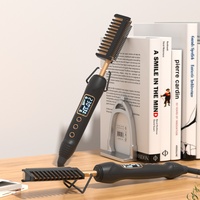 Peigne chauffant pour cheveux bouclés à double usage, humide et sec, ions négatifs, soin des cheveux, peigne en cuivre, peigne lissant, régulation de la température, sans danger pour les cheveux