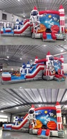 Château Gonflable Aquatique avec Toboggan, Maison de Rebond, Souffleur d'Air, Équipement de Jeu, Île de Jeux Combinée avec Toboggan - Meilleur Prix