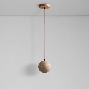 مصباح وابي سابي دائري ، بجانب السرير ، مصباح معلق من الترافرتين ، مصباح معلق لفندق ومطعم ومنزل وفيلا - Product Image 6