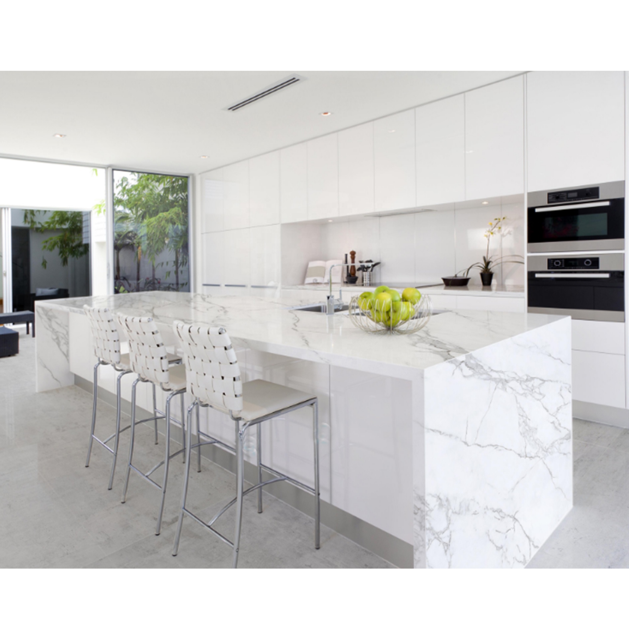 NICOCABINET, оптовая продажа, современный камень водопада, каррарский белый кварц, кухонный остров, столешницы для продажи