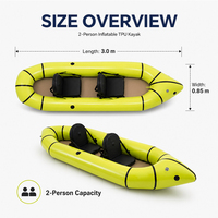 Kayak gonflable léger HOMFUL pour 2 personnes, en TPU, 3 m, pliable, pour les lacs, les rivières et les loisirs côtiers