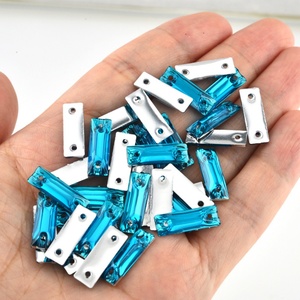 Strass en résine Oleeya en vrac, pierres précieuses à coudre, cristaux rectangulaires fins AB avec dos argenté, à coudre pour robe de mariée - Product Image 5