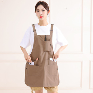 Logo personalizzato di alta qualità per adulti regolabile moda Cross donna uomo artista parrucchiere Barista negozio di caffè bavaglini durevole - Product Image 5