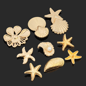 Botones de metal personalizados de fábrica para ropa, con forma irregular de concha marina, estrella de mar y otras formas especiales. - Product Image 1
