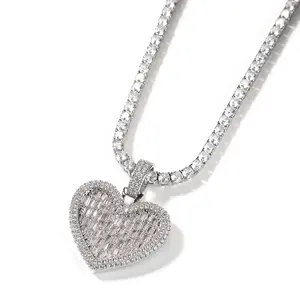 トレンディなハートバゲットCZペンダント18Kゴールドメッキネックレスハートジュエリー女性ファッションネックレス - Product Image 3