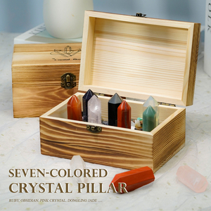 Pilar <span class=keywords><strong>de</strong></span> cristal natural <span class=keywords><strong>de</strong></span> <span class=keywords><strong>siete</strong></span> colores, Prisma hexagonal, citrino fundido, obsidiana, piedra <span class=keywords><strong>de</strong></span> amatista, mesa <span class=keywords><strong>de</strong></span> oficina Feng Shui hecha a mano - Product Image 2