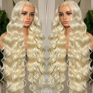 Capelli umani grezzi capelli biondi 613 onde del corpo parrucche all'ingrosso 13x4 13x6 nodi sbiancati HD pizzo frontale biondo parrucche capelli umani - Product Image 1