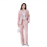 Ensemble de costume pour femme bleu marine foncé, blazer et pantalon sur mesure, tenue de bureau et de carrière