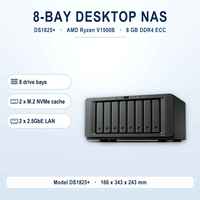 DS1825+ NAS 8베이 디스크리스 V1500B 8GB DDR4 ECC 2.5GbE SSO 케르베로스 암호화 중복방지 볼륨 스마트 미디어