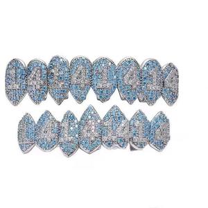 Grillz de luxe en argent sterling 925 plaqué rhodium avec moissanite taille brillant, style diamant, bijoux dentaires unisexe, tendance streetwear - Product Image 3