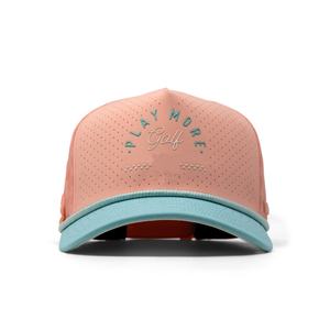 Casquette de golf OEM personnalisée en maille perforée avec logo, 5 panneaux, visière légèrement incurvée, snapback, patch en caoutchouc imperméable - Product Image 2