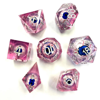 Feeron 7pcs Dadu Resin Polihedral Modern Berukir Inti Cair Motif Bebek Kuning, Set Dadu Personal untuk D&D Pathfinder Permainan Papan Anak