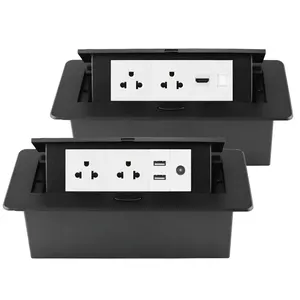 US Desktop Socket Recessed Power Strip USB RJ45 TV HDMI-Compatible Benchtop Pop Up Table Outlet Built-in Socket USA Mexico