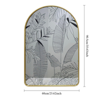Miroir mural Art Déco en fer forgé avec motif végétal tropical gravé, pour salle de bain, couloir, appartement, décoration murale