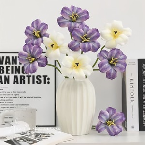 Tulip <b>Artificial</b> Flowers <b>Bouquet</b> Silk Realistic Home Wedding Decorations - Product Image 1