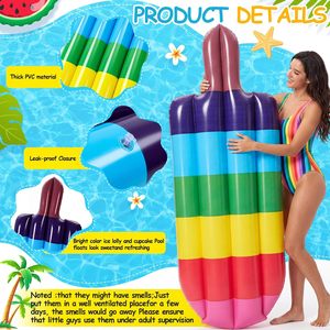 ห่วงยางสระน้ำรูปสายรุ้งขนาดใหญ่ วัสดุ PVC พร้อมวาล์วเป่าลมเร็ว สำหรับปาร์ตี้ริมชายหาด ฤดูร้อน ใช้เป็นแพลอยน้ำ ของเล่นตกแต่งสำหรับสระว่ายน้ำและชายหาด - Product Image 5