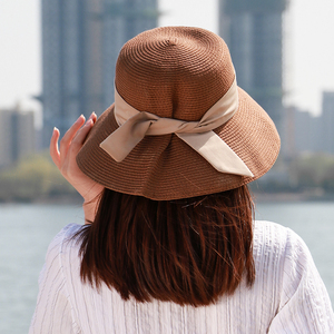 Ngoài Trời Phụ Nữ Người Đàn Ông Unisex Mùa Xuân Mùa Hè Thoáng Khí Mặt Trời Rơm Bện Mềm Fedora Bãi Biển Panama Cap Rơm Mũ - Product Image 6