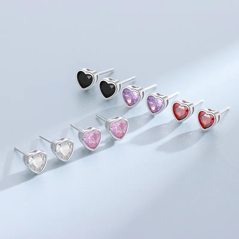 Orecchini a bottone alla moda con caramelle a forma di cuore in argento Sterling S925 con Design carino S925 gioielli in argento 925 per le donne RE3038