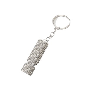Novelty Rhinestone Whistle <b>Keychain</b> Bling Crystal Dual Tube <b>Safety</b> Loud Keyring Metal Emergency Purse Bag Charm Gift Factory - Product Image 5