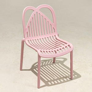 Pink Plastic Restaurant <b>Chair</b> Slatted Design Modern <b>Dining</b> Side <b>Chair</b> Cafe Hotel Outdoor Use Lightweight <b>Stackable</b> - Product Image 1