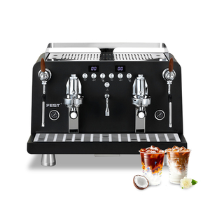 Machine à café expresso semi-automatique professionnelle à deux groupes en acier inoxydable pour usage commercial en gros - Product Image 1